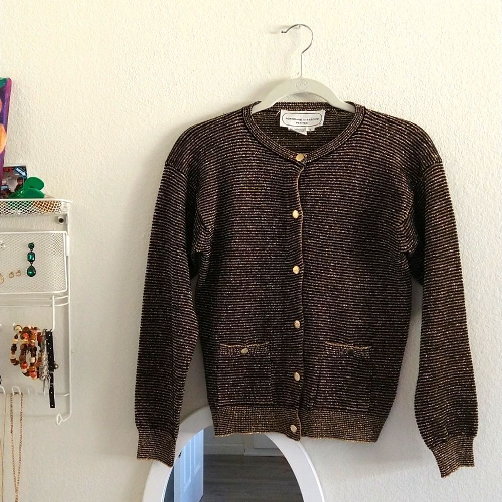Vintage Adrienne Vittadini Gold Threaded Jacket size Small
